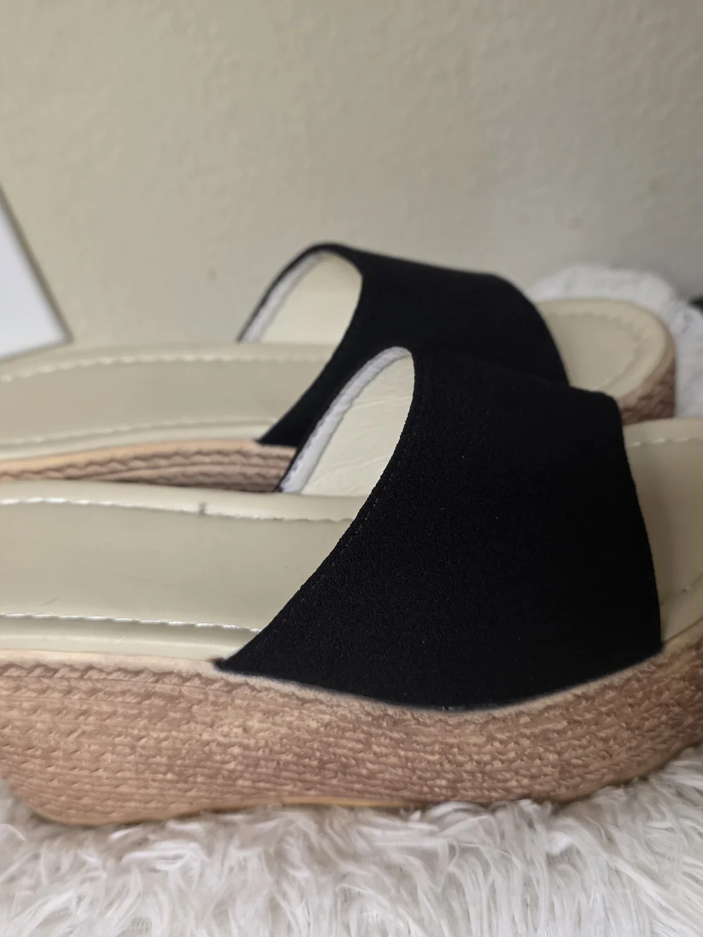 SHEIN Black Wide‑Band Platform Slide Sandals